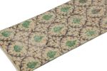1960s Vintage Distressed Runner in Beige, Gray and Green | Area Rug in Rugs by Rug and Kilim