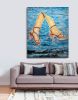 walking water woman heels ocean surreal office home decor | Oil And Acrylic Painting in Paintings by Dan Bina. Item made of canvas with synthetic