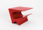 Star Axis Side Table in Red Aluminum by Neal Aronowitz | Tables by Neal Aronowitz. Item composed of aluminum compatible with contemporary style