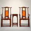 Ming Style Marble & Burl Southern Official Hat Armchair Trio | Chairs by Dynasty Artisan. Item made of wood works with contemporary & eclectic & maximalism style
