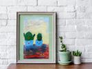 Cactus mood | Oil And Acrylic Painting in Paintings by Elena Parau. Item made of paper works with boho & contemporary style