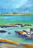 Rocks and Water on the shore | Prints by Claudia E. Kazachinsky. Item made of canvas