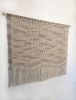 Freeform Macrame Wave Textile Handmade Natural Fiber Screen | Macrame Wall Hanging in Wall Hangings by MACRO MACRAME by Maeve Pacheco. Item composed of wood & cotton compatible with boho and contemporary style