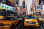 “Big Yellow Taxis New York” Painting | Oil And Acrylic Painting in Paintings by Lesley Anne Derks. Item composed of canvas and synthetic