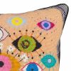 hand-embroidered needlepoint idolEYES original pillow, OOAK | Pillows by Mommani Threads. Item composed of wool in contemporary or eclectic & maximalism style