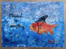 Mindset is everything | Oil And Acrylic Painting in Paintings by Elena Parau. Item composed of wood and paper in minimalism or country & farmhouse style