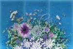 "Flowers of Hope" triptych painting | Oil And Acrylic Painting in Paintings by Cara Enteles Studio | Penn State Health Lancaster Medical Center in Lancaster. Item made of paper compatible with contemporary and japandi style