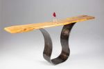 Tina Console Table Antiqued | Live Edge Slab & Steel Table | Tables by Recovery Furniture by Carlo Stenta. Item made of wood & steel compatible with contemporary and industrial style