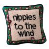 hand-embroidered needlepoint NIPS TO THE WIND * OOAK | Pillow in Pillows by Mommani Threads. Item composed of wool in boho or contemporary style
