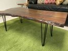 Live Edge Black Walnut Coffee Table with Steel Hairpin Legs | Tables by Carlberg Design. Item composed of walnut and steel in minimalism or mid century modern style