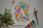 Orig. Watercolor Painting/Custom Monogram Floral Watercolor | Paintings by Mira's Craft. Item made of paper