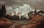 TUSCAN DREAM - Italian Landscape Painting | Oil And Acrylic Painting in Paintings by Rebecca Hutchins. Item composed of canvas in contemporary or mediterranean style