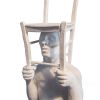 "Omino con sedia" (Tiny man with chair) | Sculptures by MARCANTONIO. Item made of wood & bronze