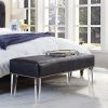 Bench with clear acrylic legs | Benches & Ottomans by PlasticMart. Item made of fabric compatible with minimalism and mid century modern style