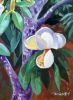 Magnolias With Flags | Oil And Acrylic Painting in Paintings by Catherine Twomey. Item made of wood with canvas works with contemporary & country & farmhouse style