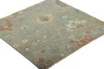 Rug & Kilim’s Oushak Square Rug in Blue with Floral Patterns | Area Rug in Rugs by Rug and Kilim