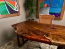 Freya's Fyre | Desk in Tables by Cline Originals. Item composed of walnut and steel in eclectic & maximalism or coastal style