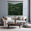 Woven Tapestry "Green Harmony" | Wall Hangings by Tissage Sauvage. Item made of wood & cotton compatible with boho and contemporary style