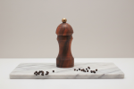 Walnut Pepper Mill with Gold Accent – Hand‑Turned | Placemat in Tableware by Holzkunst Samuel Meisinger. Item made of walnut with brass works with art deco & modern style