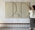 ‘Cocoon’ | Wall Sculpture in Wall Hangings by Greyya Jay. Item made of oak wood with cement works with minimalism & japandi style