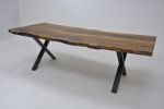 Live Edge Chestnut Solid Wood Dining Table | Tables by Tinella Collection. Item made of oak wood with metal works with contemporary & modern style