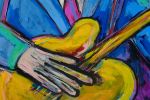 Man with yellow guitar | Oil And Acrylic Painting in Paintings by Berez Art. Item made of canvas works with urban style