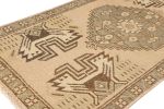 Vintage Oushak Rug in Beige-Brown, with Geometric Medallion | Area Rug in Rugs by Rug and Kilim