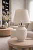 Textured Ceramic Bedside Table Lamp: White Clay | Lamps by ENOceramics. Item made of fabric with metal works with minimalism & contemporary style