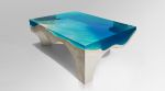 Crete Dining Table by Eduard Locota, Turquoise-Blue Acrylic | Tables by LO Contemporary. Item made of marble compatible with contemporary style