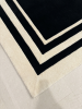 Black & Ivory Border Geometric Hand Tufted Wool Rug | Area Rug in Rugs by Krafcreation. Item made of cotton works with minimalism & contemporary style
