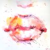 Minimalistic modern handmade painting "red lips" | Oil And Acrylic Painting in Paintings by Monique van Steen | Ocean Drive Ibiza in Eivissa. Item composed of canvas compatible with minimalism and contemporary style