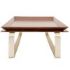 The "Le Tray Table" Coffee Table - Curved Legs | Tables by Marie Burgos Design and Collection. Item made of oak wood with brass