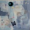 Blue collage | Mixed Media by Margaret Alice Høiesen. Item made of canvas & paper