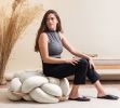 Large Stone Vegan Suede Knot Floor Cushion | Benches & Ottomans by Knots Studio