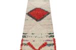 Vintage Moroccan Runner Rug with White and Red Diamond | Area Rug in Rugs by Rug and Kilim