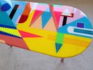 Colorful Epoxy Resin Boho Side Table | Tables by Epoxy Coffee Table Shop. Item composed of wood in boho or contemporary style