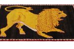 Vintage Gabbeh Persian Rug, Gold and Black with Lion | Area Rug in Rugs by Rug and Kilim
