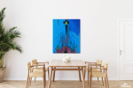 Blue Solitude — Alienation Series | Paintings by Gela Mikava. Item made of linen compatible with contemporary and modern style