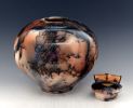 stoneware urn, horsehair raku fired vessel | Vase in Vases & Vessels by Ron Mello Studio Art. Item made of bamboo with brass works with contemporary & rustic style
