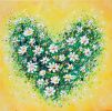 Happy Daisy Heart | Mixed Media by Amanda Dagg. Item made of canvas & synthetic