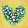 Happy Daisy Heart | Mixed Media by DaggArt. Item made of canvas & synthetic