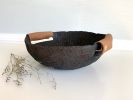 Outland Decorative Bowl Paper Mache Material | Decorative Objects by TM Olson Collection. Item composed of brass and leather in minimalism or country & farmhouse style