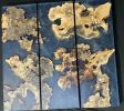 Buckeye Burl and Dark Blue Epoxy Triptych | Wall Sculpture in Wall Hangings by Adrian Vogel. Item made of wood