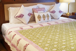 Green Ditsy - Poppies Quilt | Linens & Bedding by Jaipur Bloc House. Item composed of cotton