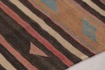 Vintage Persian Square Kilim, Stripes with Bold Tribal | Area Rug in Rugs by Rug and Kilim