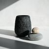Large Pear Shaped Vase in Matte Carbon Black Concrete | Vases & Vessels by Carolyn Powers Designs. Item made of concrete with glass works with minimalism & contemporary style