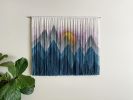 SIERRA PURPLE SUNSET Abstract Mountain Textile Wall Hanging | Macrame Wall Hanging in Wall Hangings by Wallflowers Hanging Art. Item composed of oak wood & wool compatible with boho and country & farmhouse style