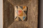 Ceramic Mosaic Art framed in Vintage Dough Bowl | Mixed Media by Clare and Romy Studio. Item composed of wood and stoneware in boho or mid century modern style