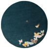 Spirit in the night sky. Round rug with butterflies. | Area Rug in Rugs by Sergio Mannino Studio. Item composed of wool & fiber