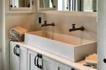 Bathroom Vanity Cabinet and Custom Concrete Sink | Countertop in Furniture by Wood and Stone Designs. Item made of concrete